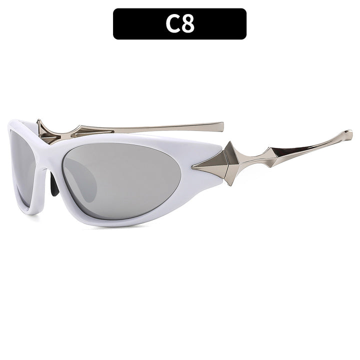 Futuristische Shield Sonnenbrille mit metallischen Akzenten