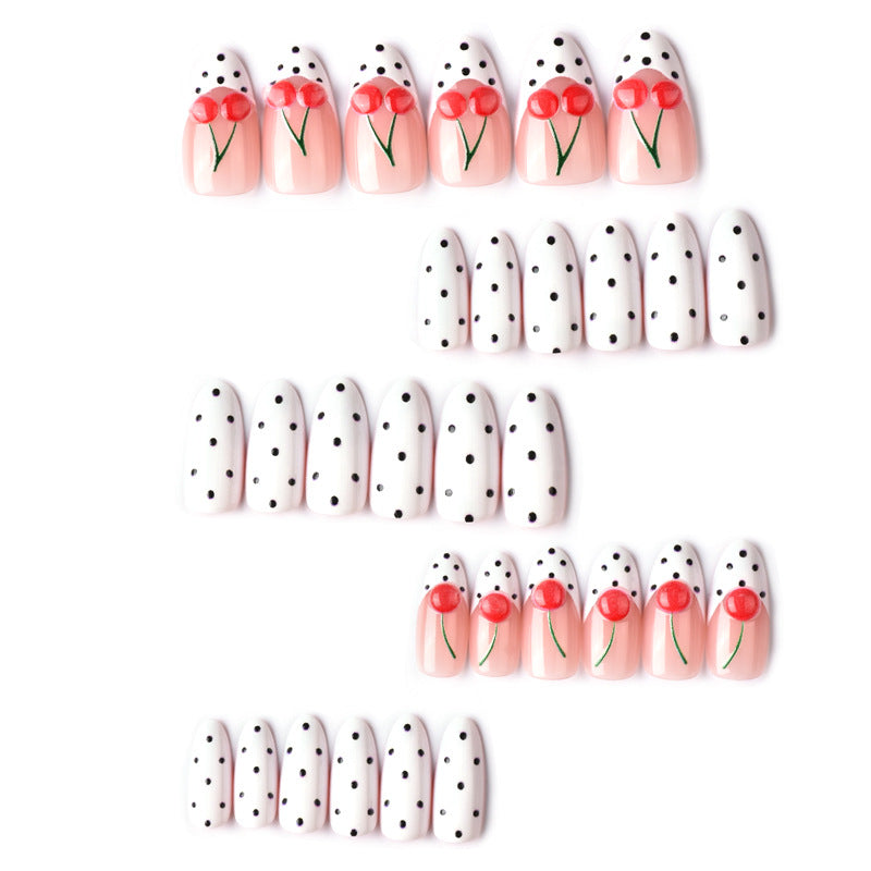 Kirschthema Druck-On Nagelkunst Set