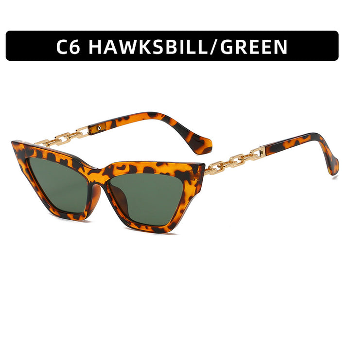 Chic Katzenaugensonnenbrille mit Kettenakzenten