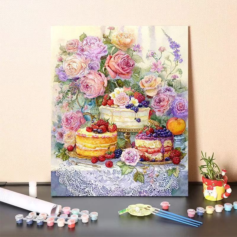 DIY Dessert-Themen Malen nach Zahlen Kunstset Karnz