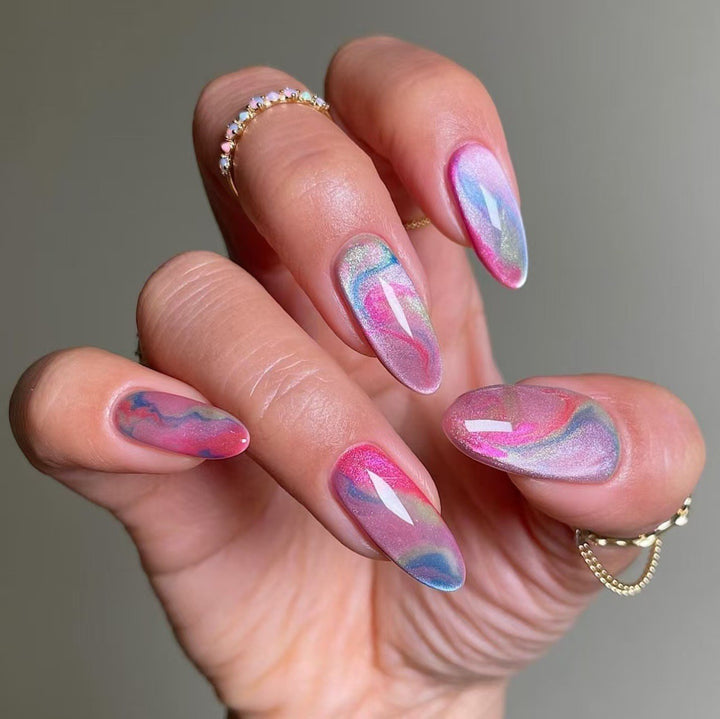 Marmorierte Fantasy Press-On Nagelspitzen Karnz