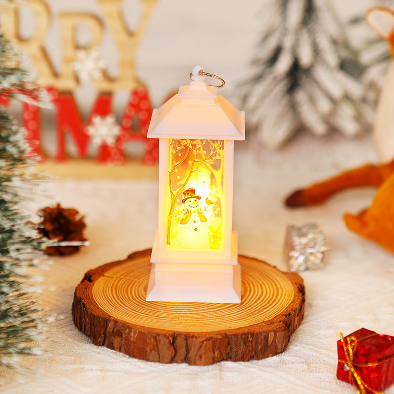 Nostalgische LED Weihnachtslaterne mit beweglichem Santa-Motiv Karnz
