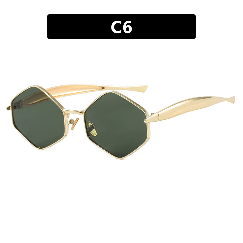 Damen hexagonale Sonnenbrille mit elegantem Metallrahmen und UV-Schutz Karnz