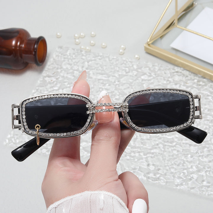 Damen modische Sonnenbrille mit funkelndem Kristallrahmen Karnz