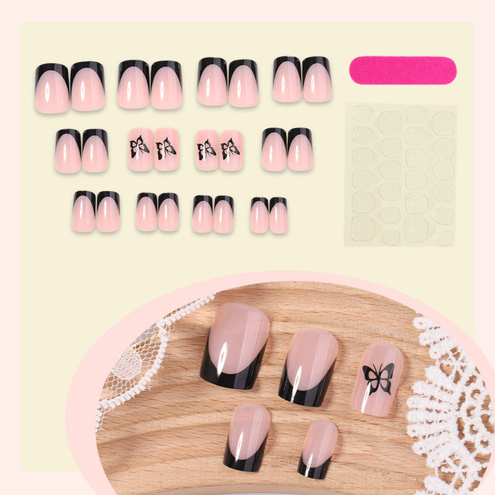 Dekoratives Press-On Nagelset mit eleganten Schleifenakzenten Karnz