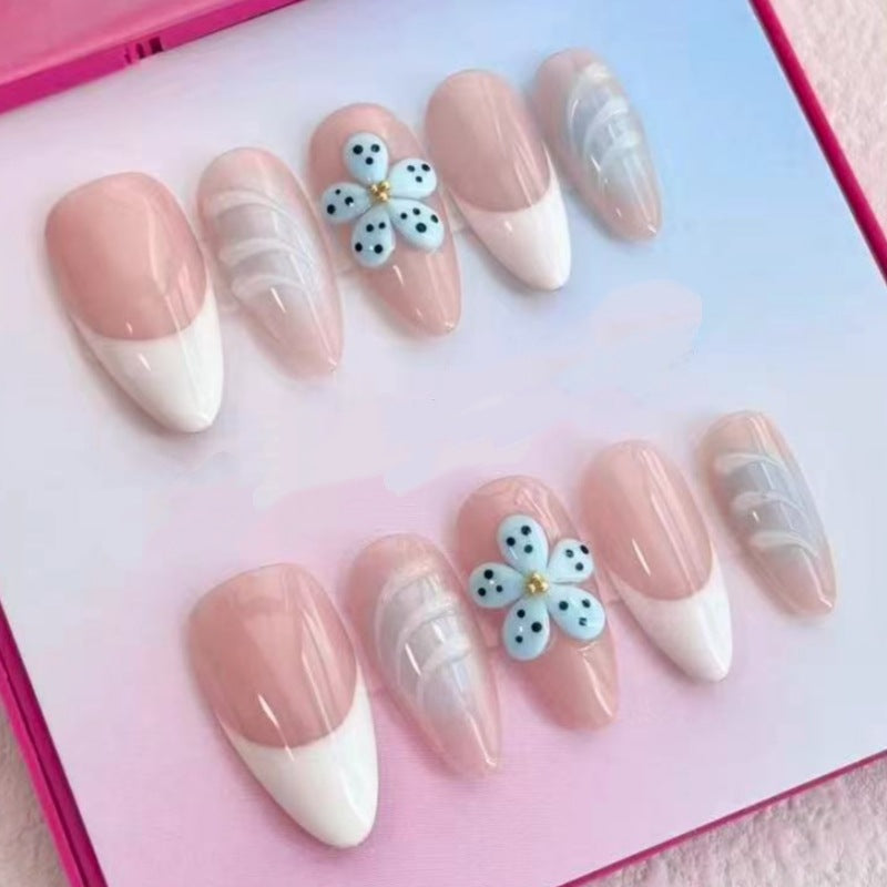 Künstlerisches florales und abstraktes Design Press-On Nagelset Karnz