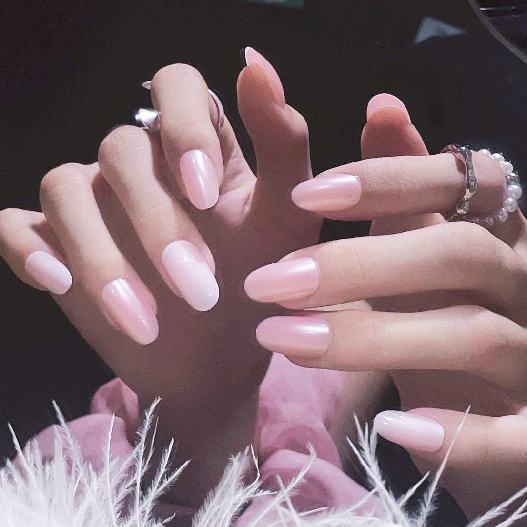 Glänzendes French Tip Press-On Nails Set