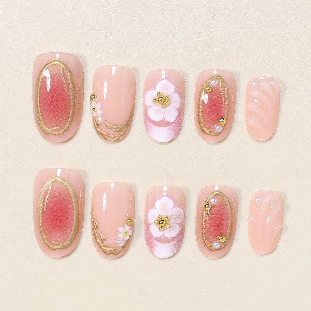 Florales Verziertes Press-On Nagelkunst Set Karnz