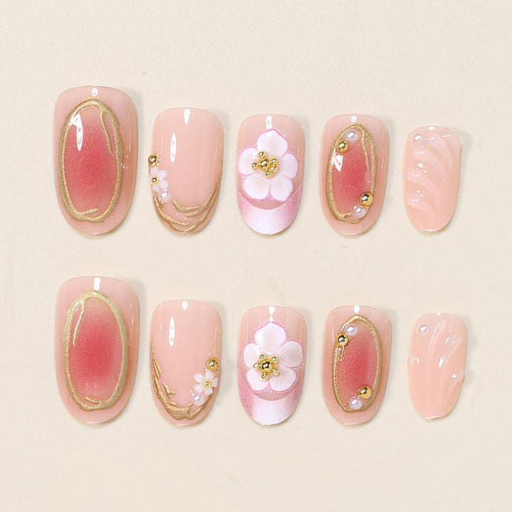 Florales Verziertes Press-On Nagelkunst Set Karnz