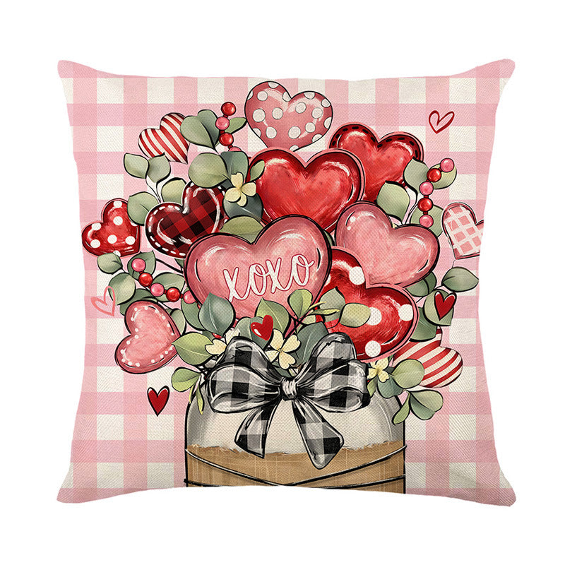 Valentinstag Buffalo-Check Baumwoll-Leinen Dekorative Kissenbezüge Set