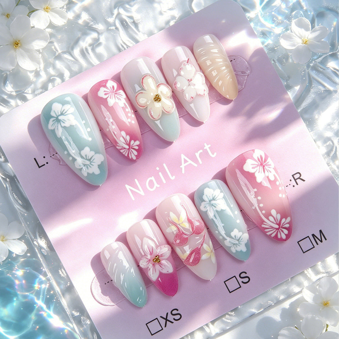 Elegante Kunstnagelkollektion mit floralen Motiven Karnz