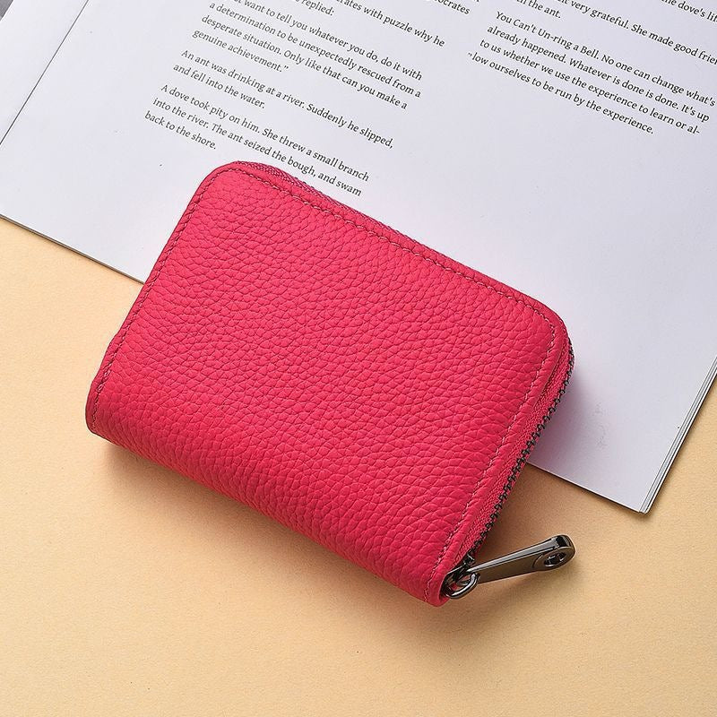 Kompakte Reißverschluss Leder Brieftasche