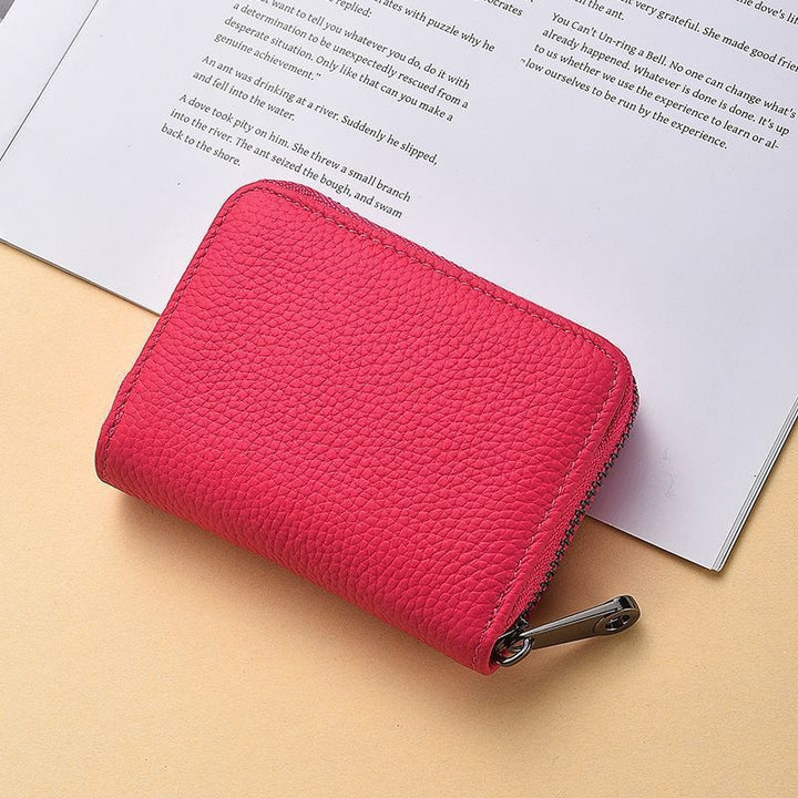 Kompakte Reißverschluss Leder Brieftasche