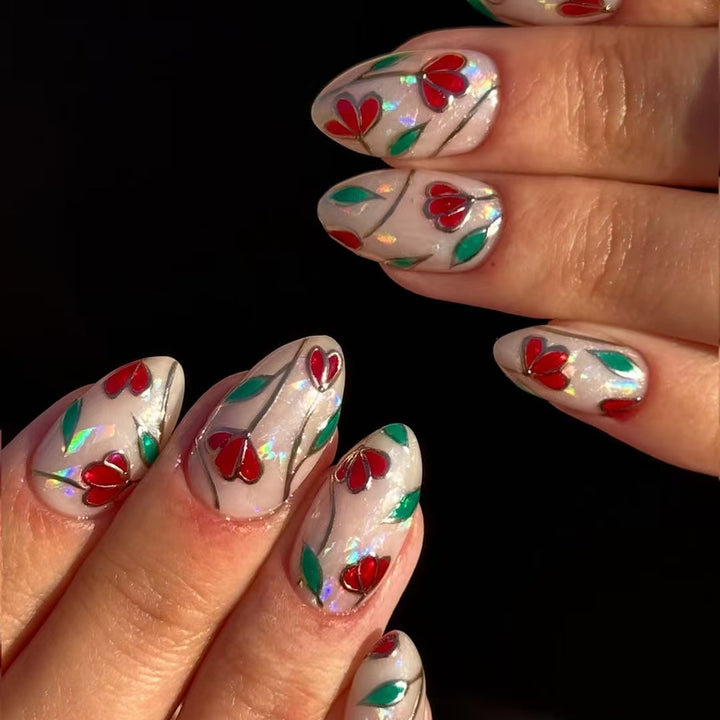 Blumen-Design Press-On Nägel Karnz