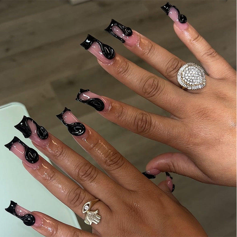 Künstlerisches Gel Press-On Nagelset mit Tropfdesign Karnz