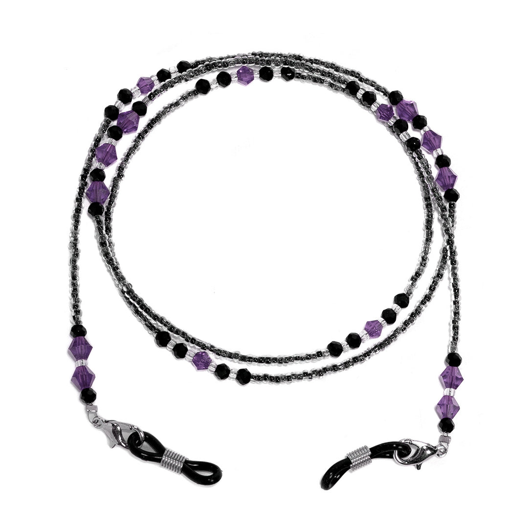 Elegante lila Perlen Brille Kette Karnz