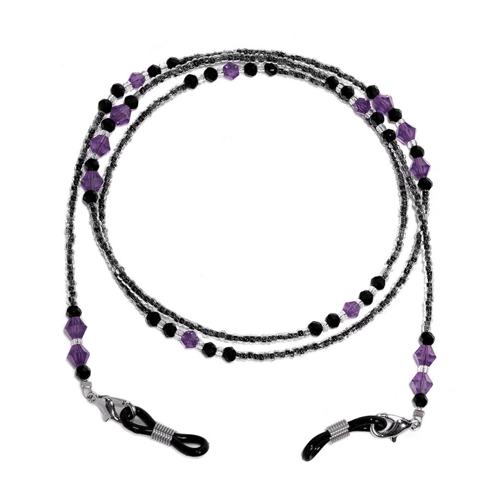 Elegante lila Perlen Brille Kette Karnz