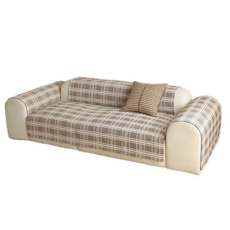 Stretch-Sofaüberwurf mit kariertem Jacquard-Muster und abnehmbaren Armlehnbezügen Karnz