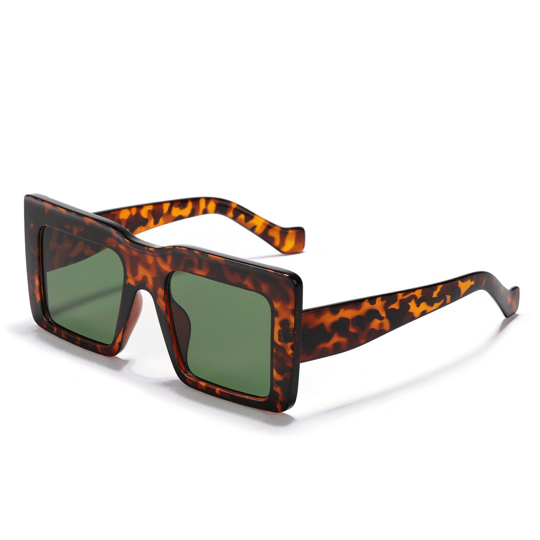 Damen quadratische Sonnenbrille mit transparentem Rahmen und UV-Schutz Karnz
