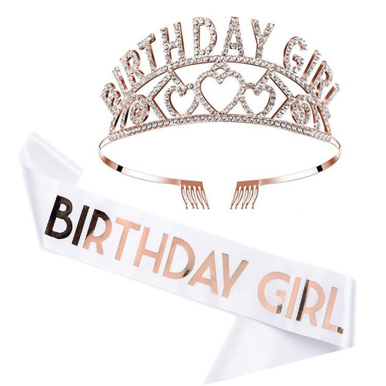 Damen Funkelndes Tiara- und Schärpen-Set Karnz