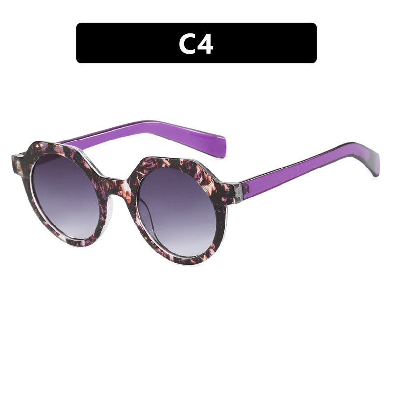 Damen extravagante runde Sonnenbrille mit farblich akzentuiertem Rahmen Karnz
