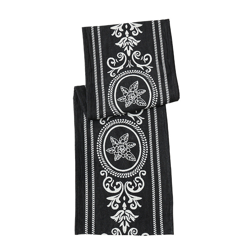 langer leichter ornamentaler Schal mit floraler Jacquard-Struktur