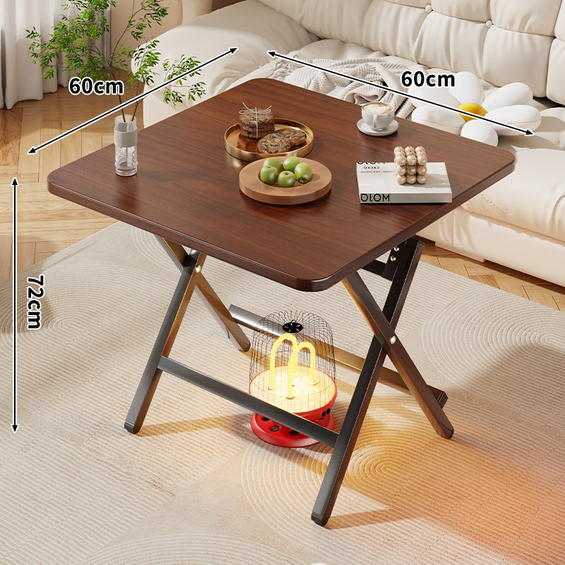 Faltbarer quadratischer Kaffee- und Beistelltisch mit Marmor-Effekt-Top und zusammenklappbarem X-Beinrahmen