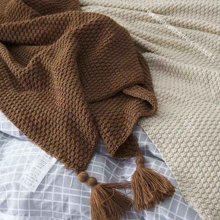 Weiches strukturiertes Strickwurfdecke