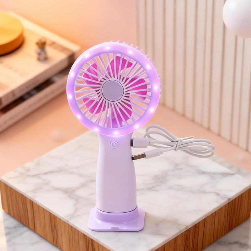Damen Tragbarer Handventilator mit LED-Licht und USB-Anschluss Karnz
