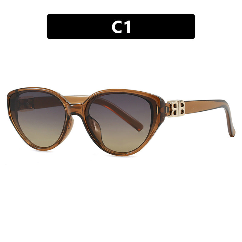Damen modische Cat-Eye Sonnenbrille mit elegantem Metallrahmen und UV-Schutz Karnz