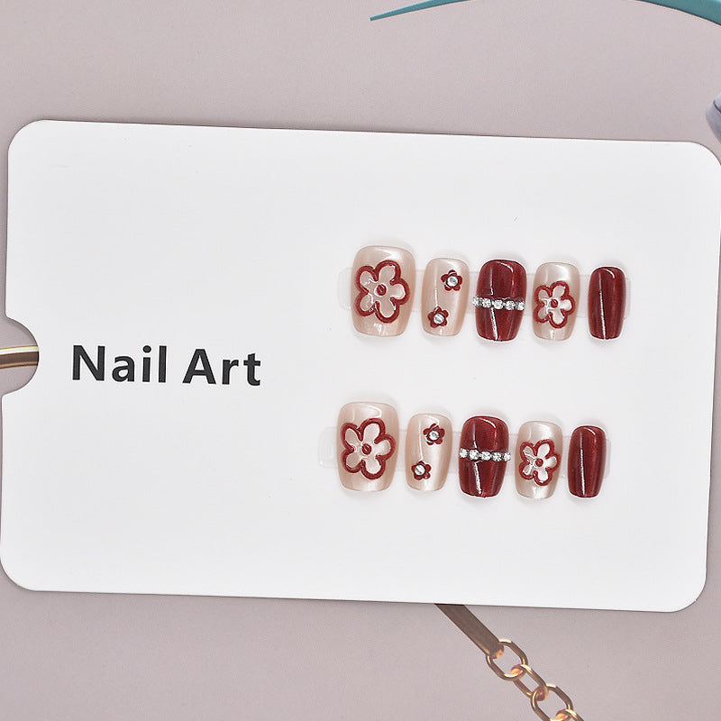 Florale dekorative Press-On Nagelset Karnz