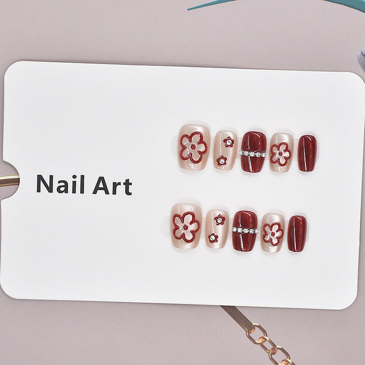 Florale dekorative Press-On Nagelset Karnz