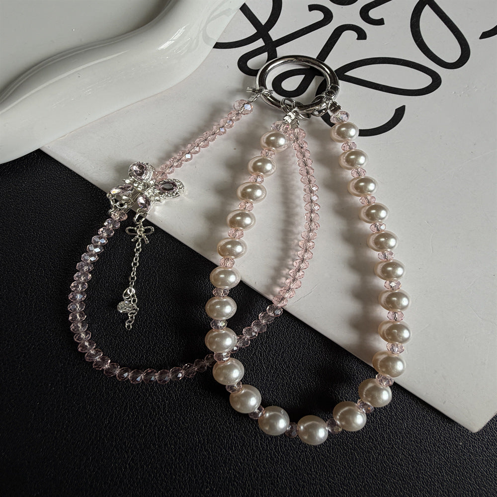 Elegante Perlen- und Kristall-Anhänger Telefon-Lanyard Karnz