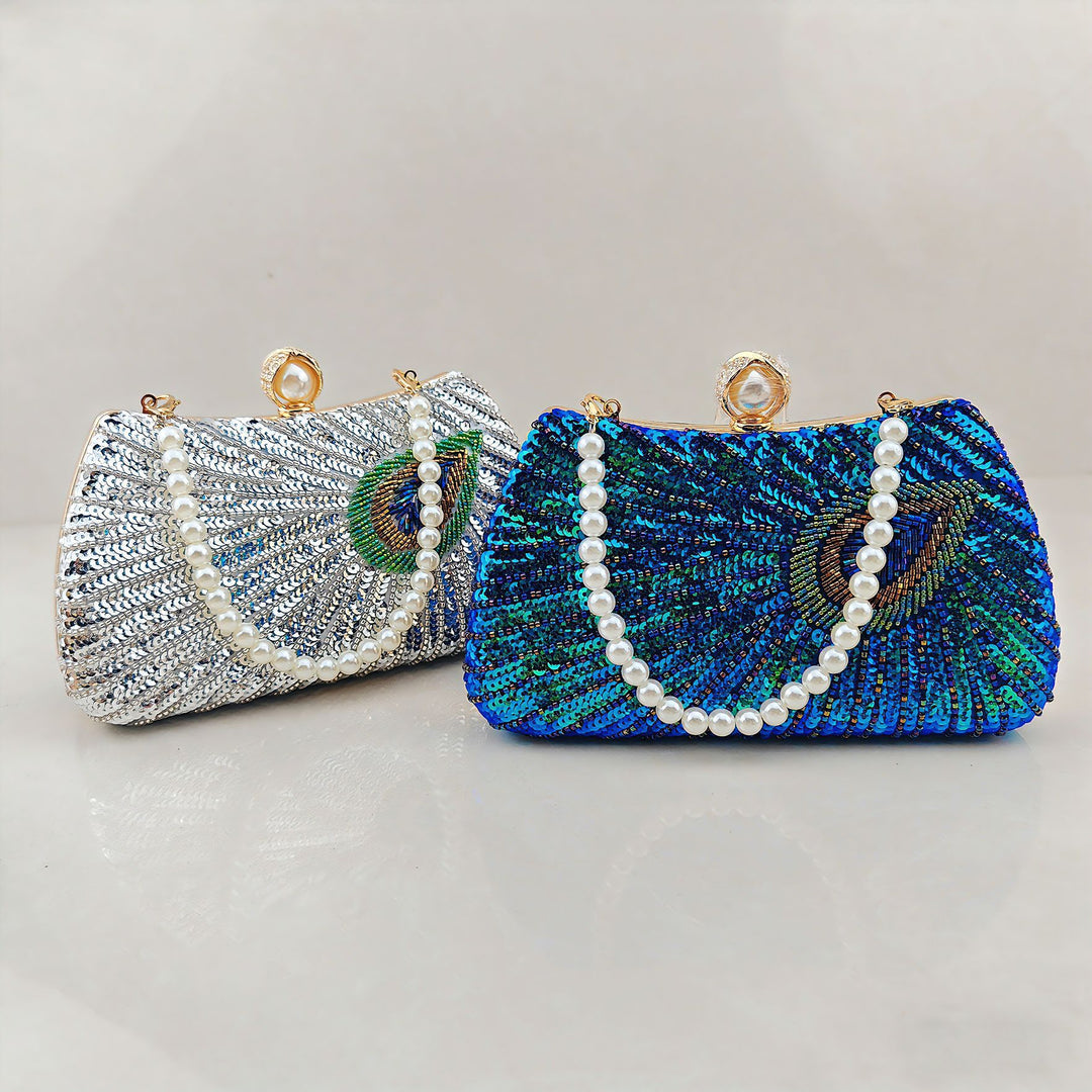 Pailletten-Pfauen-Design-Clutch