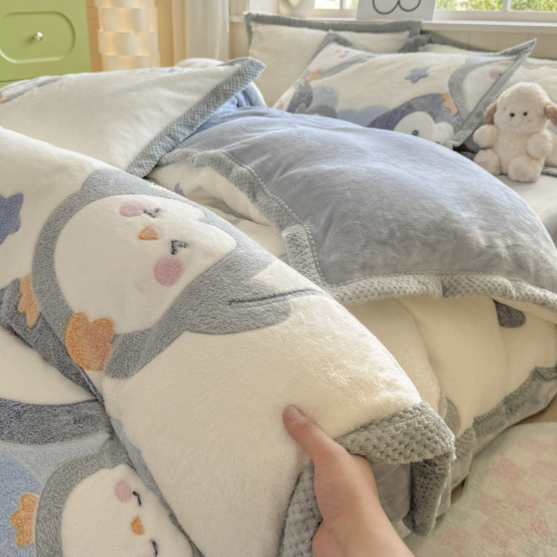Cartoon Tier Plüsch Comforter Set