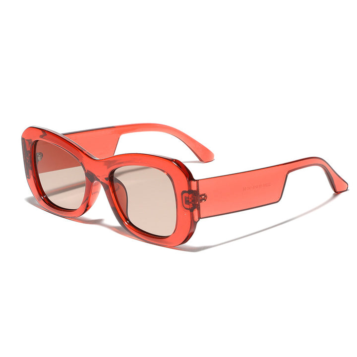 Damen moderne quadratische Sonnenbrille mit transparentem Rahmen Karnz
