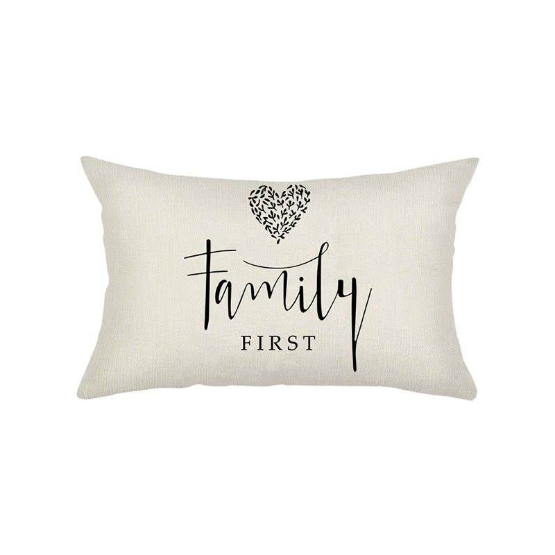 Handbeschriftetes Skript Lendenkissenbezug Leinenmischung mit Herzmotiv