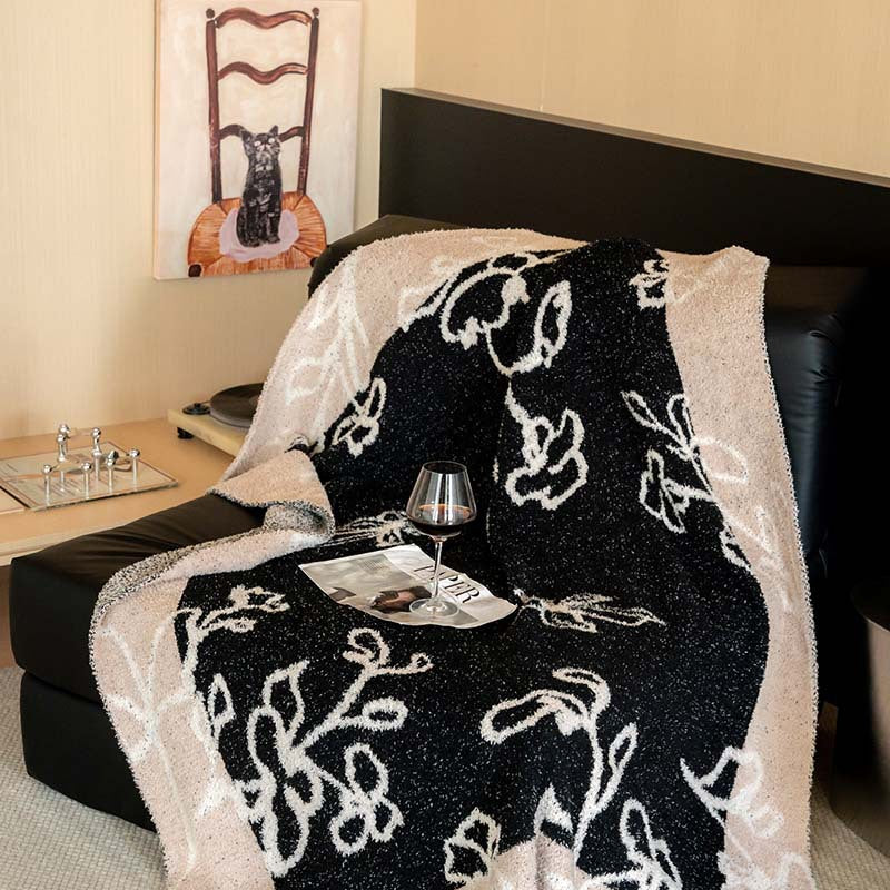 Extraweiche Chenille-Wohndecke mit Katzenillustration und Sternenrelief Karnz