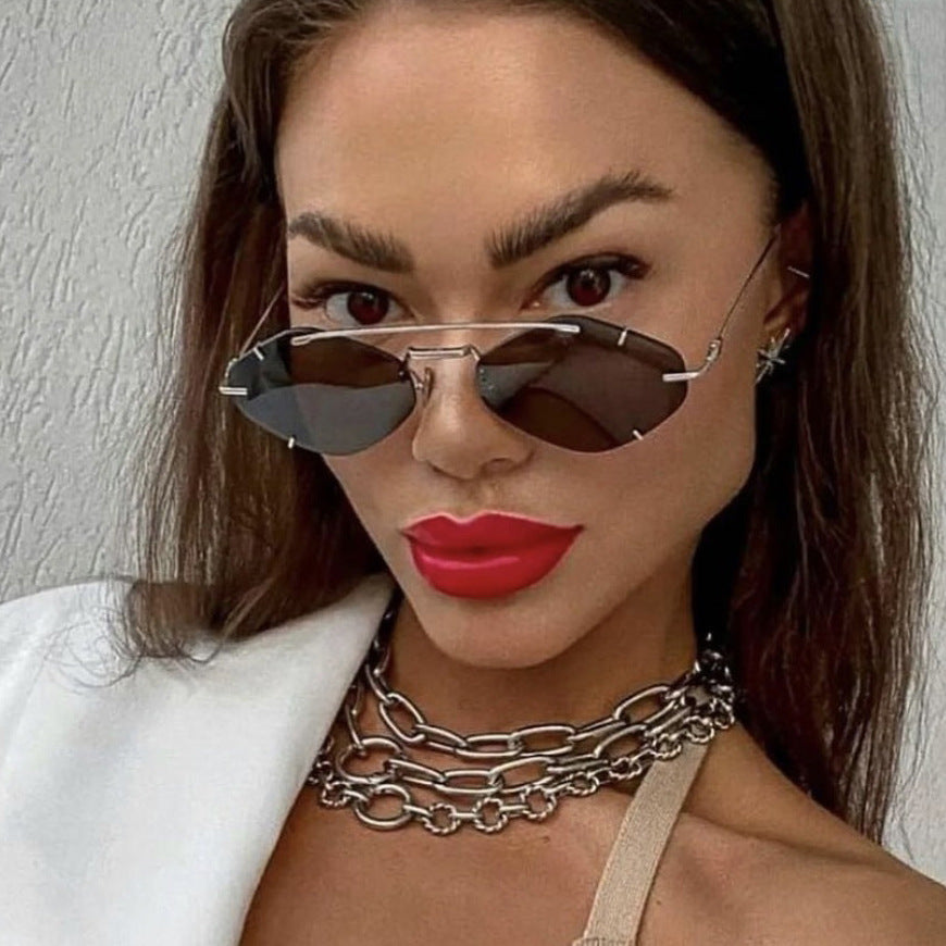 Damen geometrische Sonnenbrille mit ultraleichtem Metallrahmen Karnz