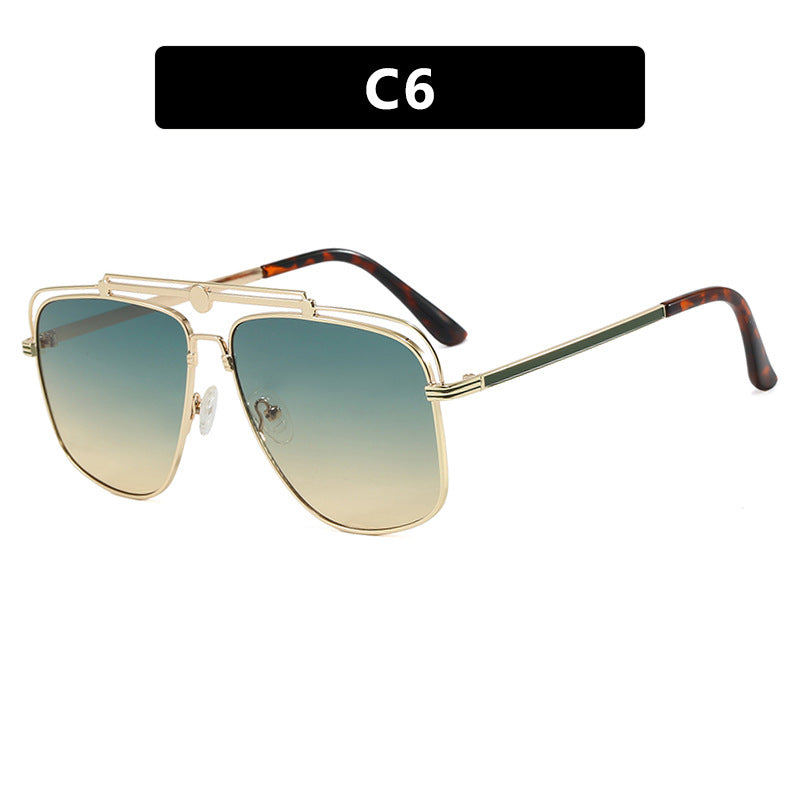 Damen elegante quadratische Sonnenbrille mit goldenen Akzenten Karnz