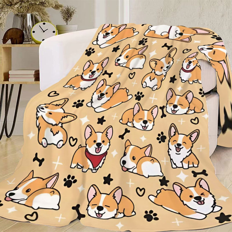 Süßes Corgi-Themen-Plüschdecke