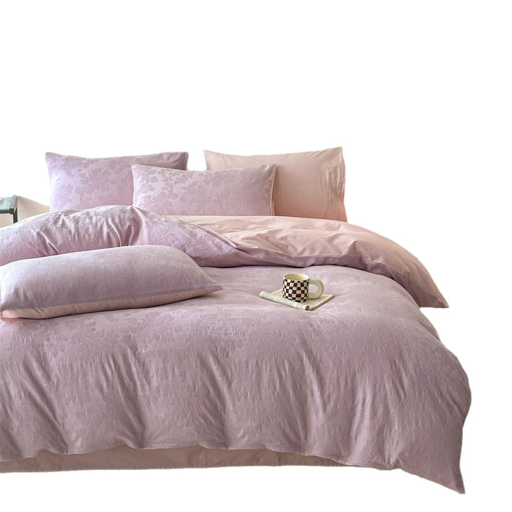 Gepolstertes Schmetterlings-Jacquard-Bettwäsche-Set mit wendbarem Soft-Feel-Futter und Umschlagkissenbezügen