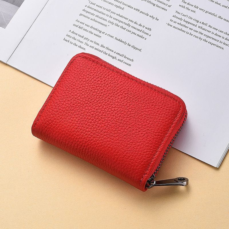 Kompakte Reißverschluss Leder Brieftasche