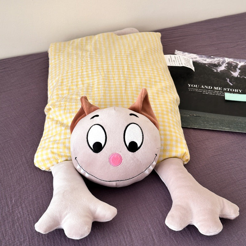Kuschel-Langkörperkissen mit Katzenmotiv und Baumwoll-Ginghambezug Karnz