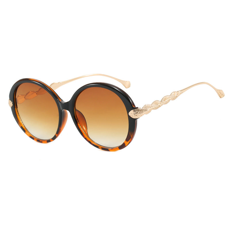Damen große runde Sonnenbrille mit dekorativen Metallakzenten Karnz