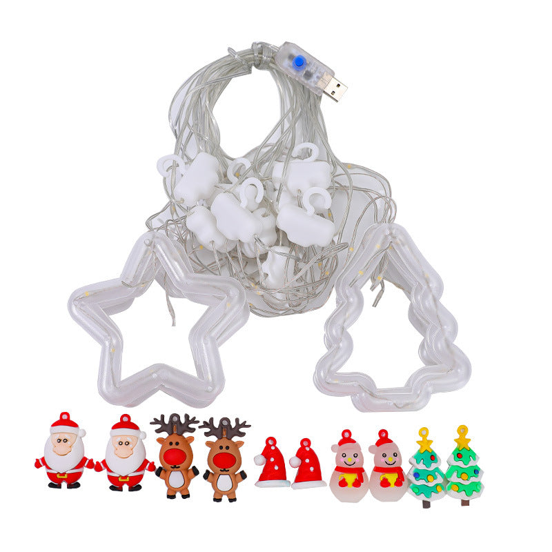 Weihnachtsdekorative Lichtsterne mit Schneeflocken Karnz
