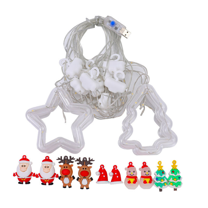Weihnachtsdekorative Lichtsterne mit Schneeflocken Karnz