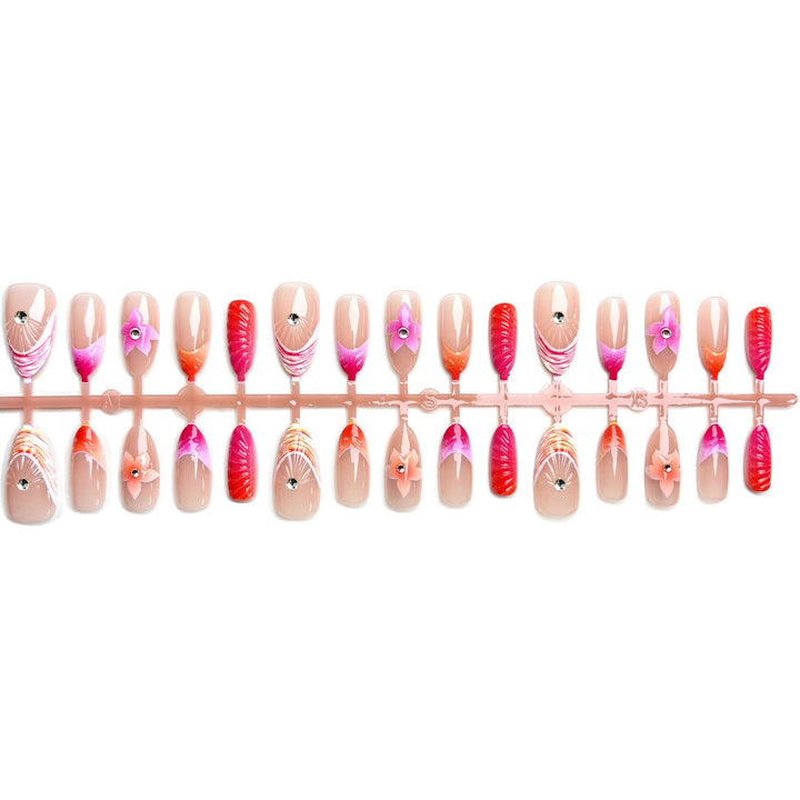 Künstlerisches Press-On Nagelkunstset mit floralen Designs