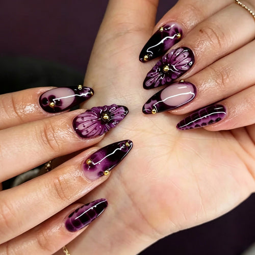Künstlerisches Stiletto Press-On Nagelkunst-Set Karnz