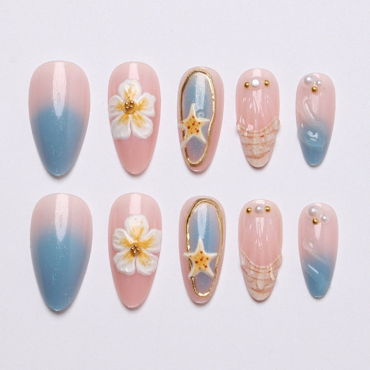 Blumenmeer-inspiriertes Nagelkunst-Set